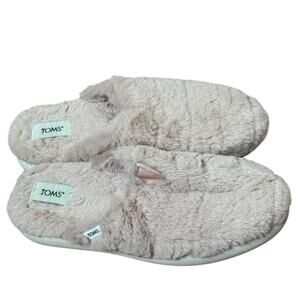 Tom’s Alpargata Mallow Mule Rose Pink Faux Fur Slip On Slippers Size 6